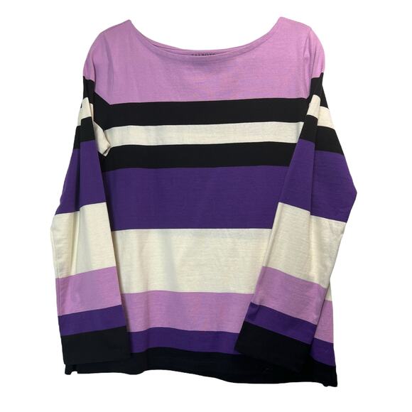 TALBOTS  Wide Stripe Boat Neck Top  M CottageCore Preppy Twee Office Casual - Picture 2 of 6